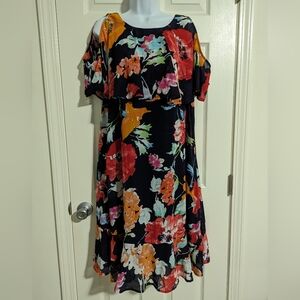 Women's large floral ruffle dress Bright Bold Fun Flirty